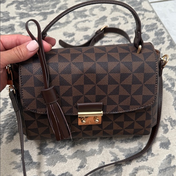 Brown Geometric Patterned Crossbody Bag - Picture 14 of 14